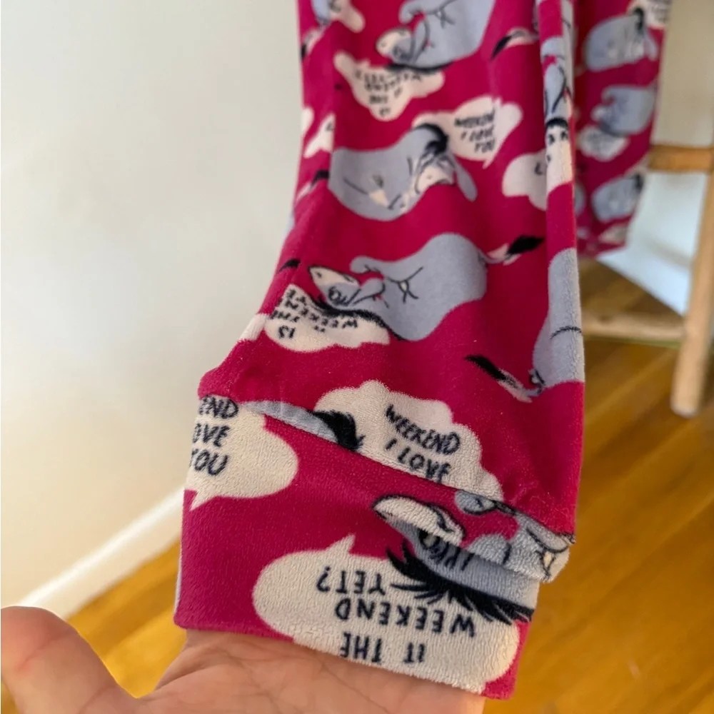 Disney Eeyore Fleece Pajama 2Pc Set Sleep Wear Womens Sz XS Pink Winnie The Pooh - Picture 4 of 6